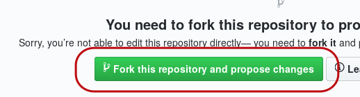 Screenshot of the 'folk this repository' notification, with button highlighted